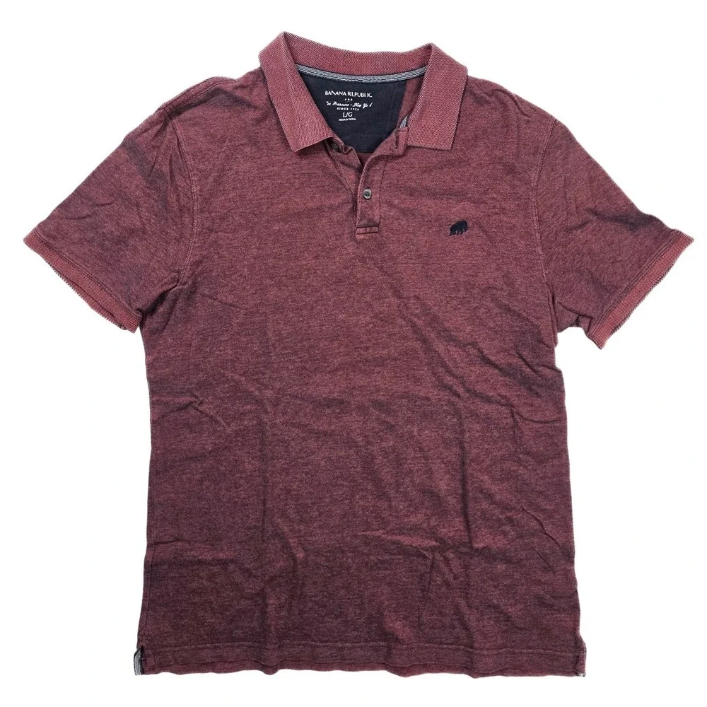 Banana Republic Maroon‎ 1/4 Button Up Short Sleeve Polo Men's Size Large